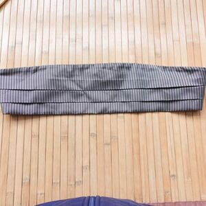 CANALI Cummerbund‎ Mens Gray Striped Silk Italian Groom Tuxedo Suit Milano ITALY